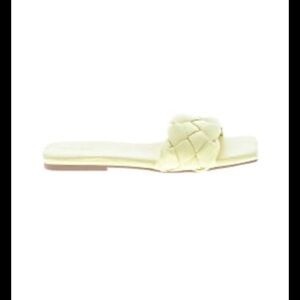 Braided Slide Sandal in Pale Yellow